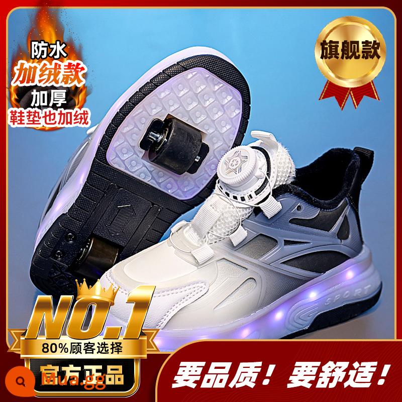 Giày Heelys cho bé gái mùa thu đông 2023 giày trượt trẻ em Kuromi vô hình trượt tóc học sinh bốn bánh - Màu đen cộng với nhung [Mẫu hàng đầu]