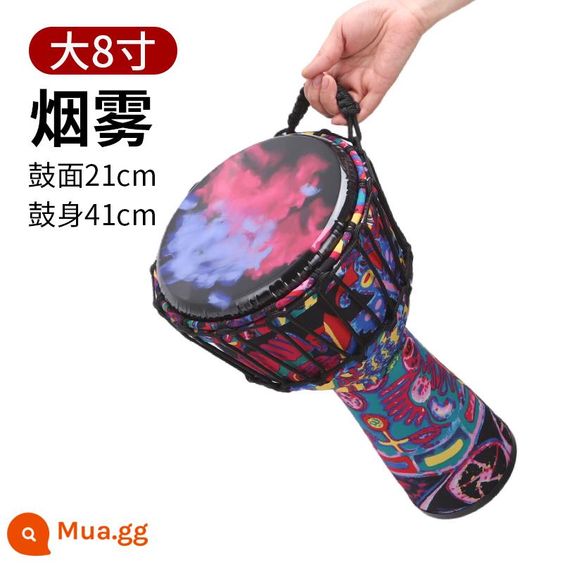 Trống châu Phi dành cho trẻ em 8,5 inch 10 inch PVC dành cho người lớn mới bắt đầu Lệ Giang 12 inch chơi tambourine chuyên nghiệp - Mẫu dây buộc khói cỡ lớn 8 inch đi kèm túi trống, chuông tay và túi đựng em bé