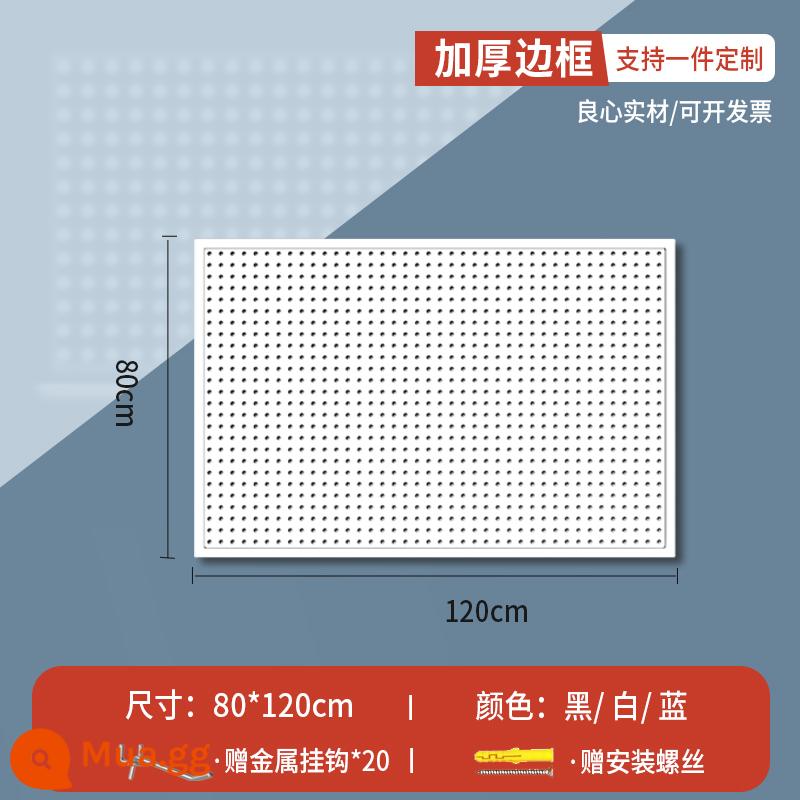 Lỗ tròn bảng lỗ có giá để đồ bằng thép không gỉ đục lỗ công cụ lưu trữ treo bảng treo tường tùy chỉnh phần cứng móc giá trưng bày - Phiên bản khung mở rộng [80*120] dày đi kèm 20 móc 10 cm