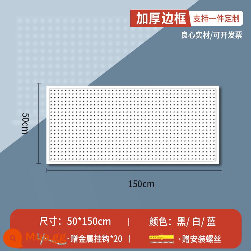 Lỗ tròn bảng lỗ có giá để đồ bằng thép không gỉ đục lỗ công cụ lưu trữ treo bảng treo tường tùy chỉnh phần cứng móc giá trưng bày - Khung mở rộng [50*150] phiên bản dày đi kèm 20 móc 10 cm