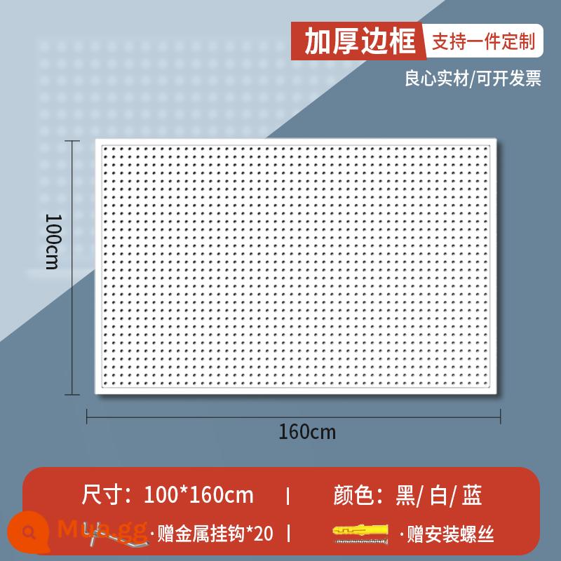 Lỗ tròn bảng lỗ có giá để đồ bằng thép không gỉ đục lỗ công cụ lưu trữ treo bảng treo tường tùy chỉnh phần cứng móc giá trưng bày - Phiên bản khung mở rộng [100*160] dày đi kèm 20 móc 10 cm