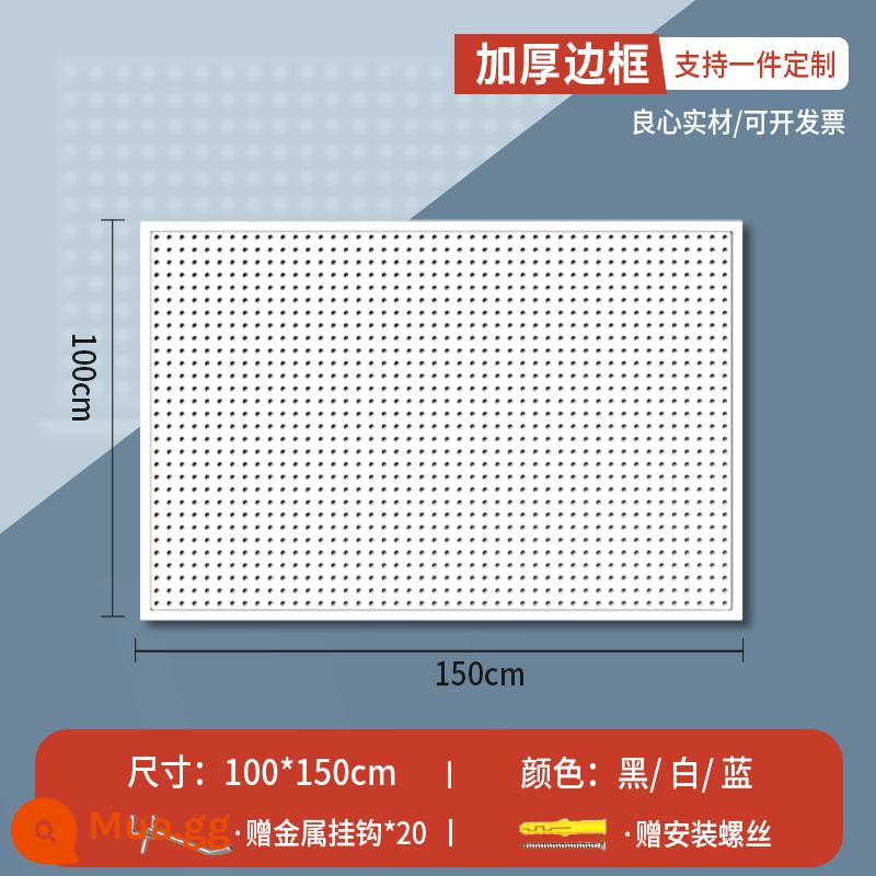 Lỗ tròn bảng lỗ có giá để đồ bằng thép không gỉ đục lỗ công cụ lưu trữ treo bảng treo tường tùy chỉnh phần cứng móc giá trưng bày - Khung mở rộng [100*150] phiên bản dày, tặng kèm 20 móc 10 cm