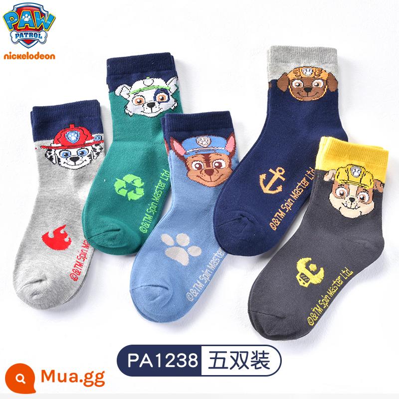 Wangwang Đội Vớ Trẻ Em Cotton Nguyên Chất Bé Trai Hoạt Hình Cho Bé Vớ Cotton Xuân Hạ Thu Đông 2-3-6 Tuổi Vớ Bé Trai - PA1238-Năm cặp màu phù hợp