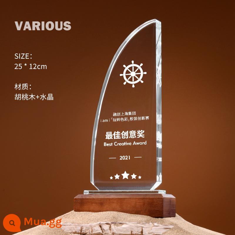 Crystal Trophy được thiết lập để tạo ra quả óc chó cao, gỗ rắn chắc chắn bằng gỗ Creating Creating Citch - 09-Thuyền buồm sáng tạo