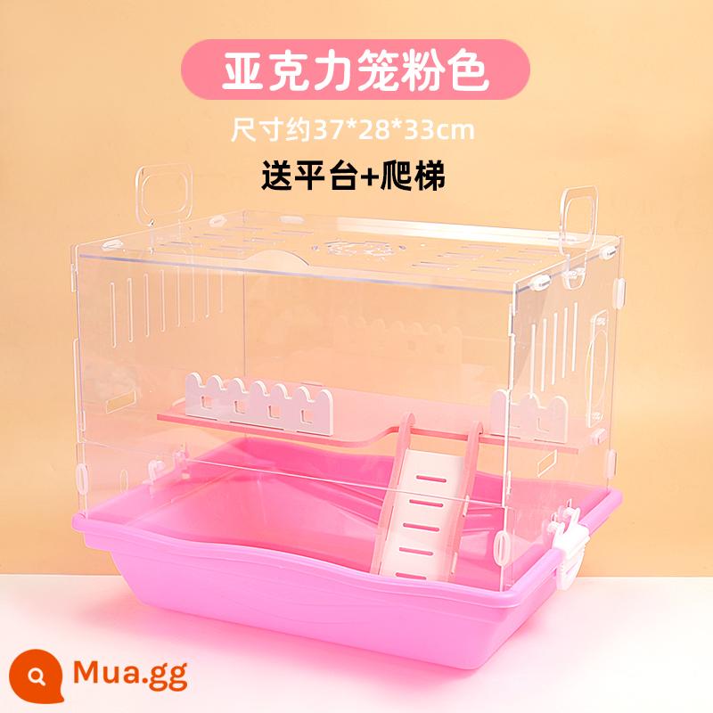 Lồng chuột hamster gấu vàng biệt thự siêu lớn sang trọng hamster nhỏ cung cấp gói hoàn chỉnh lồng lâu đài acrylic hai lớp - Acrylic Cage Fantasy Cherry Pink Naked Cage (Gửi Nền tảng)