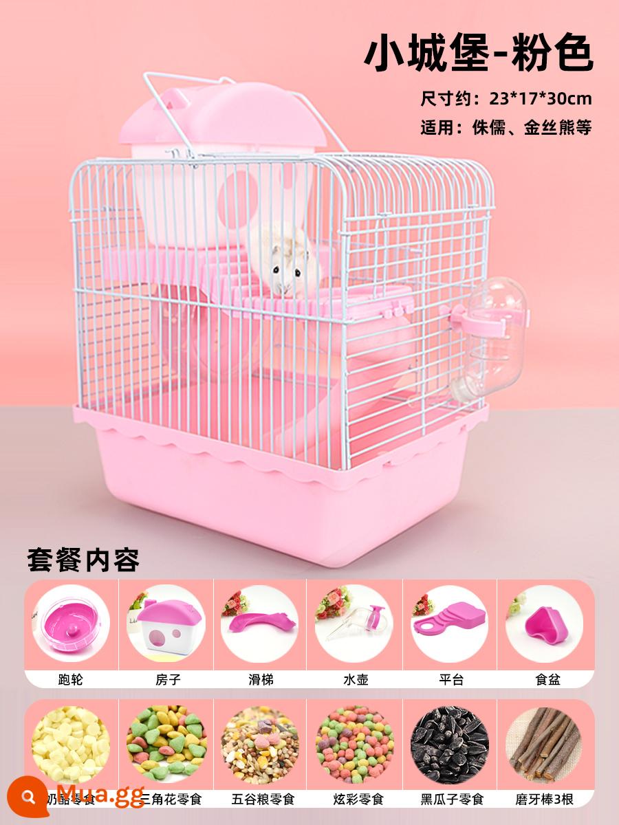 Lồng chuột hamster gấu vàng biệt thự siêu lớn sang trọng hamster nhỏ cung cấp gói hoàn chỉnh lồng lâu đài acrylic hai lớp - ⭐⭐Gói quà tặng miễn phí cho người mới chơi Little Castle Pink