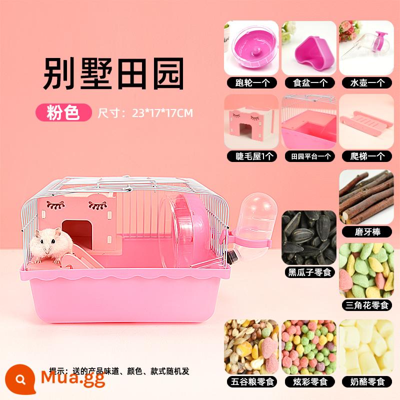 Lồng chuột hamster gấu vàng biệt thự siêu lớn sang trọng hamster nhỏ cung cấp gói hoàn chỉnh lồng lâu đài acrylic hai lớp - ‍❤️‍ ‍❤️‍Gói quà tặng người mới miễn phí Villa Garden Pink