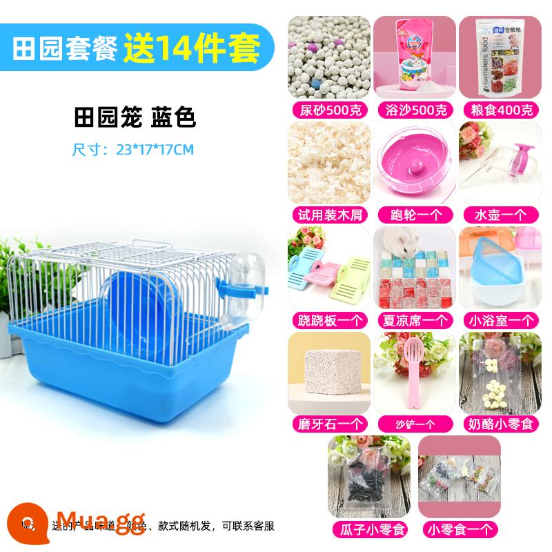 Lồng chuột hamster gấu vàng biệt thự siêu lớn sang trọng hamster nhỏ cung cấp gói hoàn chỉnh lồng lâu đài acrylic hai lớp - Gói miễn phí Xiaotianyuan Blue❤ Bộ 14 món