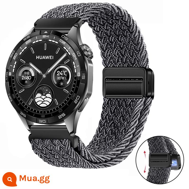 Thích hợp cho dây đeo đồng hồ Huawei gt3 gt4 dệt watch4pro đồng hồ watch3 khóa từ gt2Pro vòng 2E - [Xám và trắng] Khóa nam châm kim loại