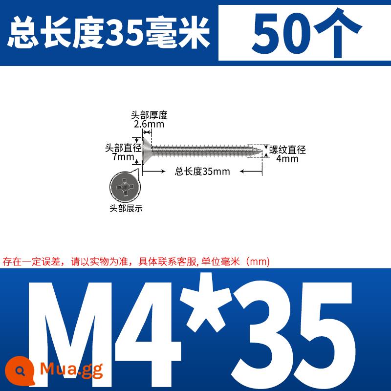 Thép không gỉ 304 dài thêm đầu chìm Vít tự tháo mở rộng đầu phẳng chéo vít gỗ M3M4M5-M8 * 200 - Có sẵn hộp chuyển đổi M4*35 (50 chiếc)