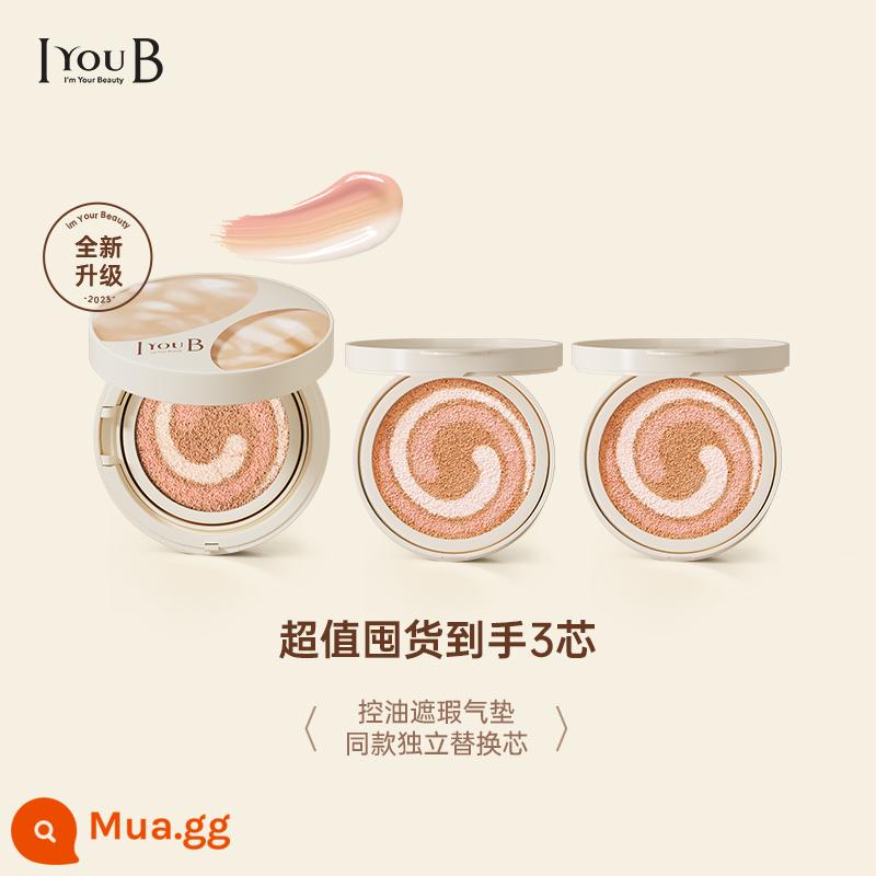 iyoub air cushion ba màu bb cream che khuyết điểm cách ly dưỡng ẩm kiểm soát dầu lâu dài cho làn da tươi sáng không tẩy trang mỹ phẩm nền dạng lỏng - [Dự trữ cho da dầu] Kem che khuyết điểm Air Cushion 15g + Lõi thay thế 15g*2