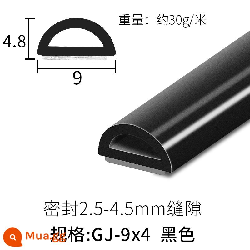Dải niêm phong cửa và cửa sổ tự dính dải cách âm đường may cửa gỗ dải chống trộm khung cửa dải cửa chống va chạm cửa sổ dải keo cách nhiệt và chống gió - Silicon loại D nhỏ 9X4mm màu đen [gói 6 mét]