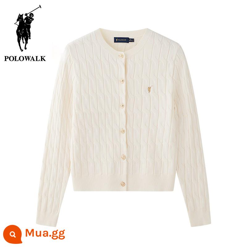 POLO THỂ THAO nữ mới cổ tròn dệt kim cardigan mùa thu hàng đầu mới Ralph Lauren polo màu cáp áo len áo khoác - Mẫu 188 màu be