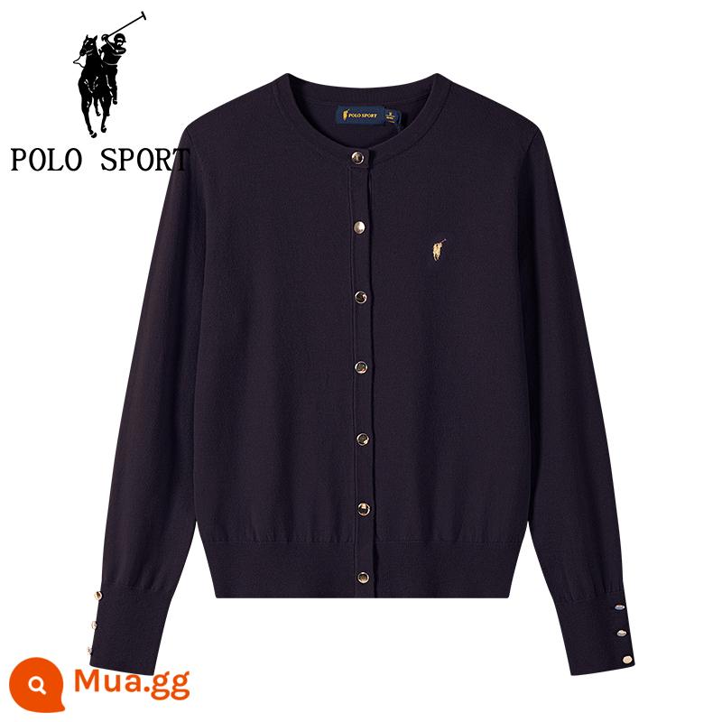 POLO THỂ THAO nữ mới cổ tròn dệt kim cardigan mùa thu hàng đầu mới Ralph Lauren polo màu cáp áo len áo khoác - Màu xanh hải quân 091