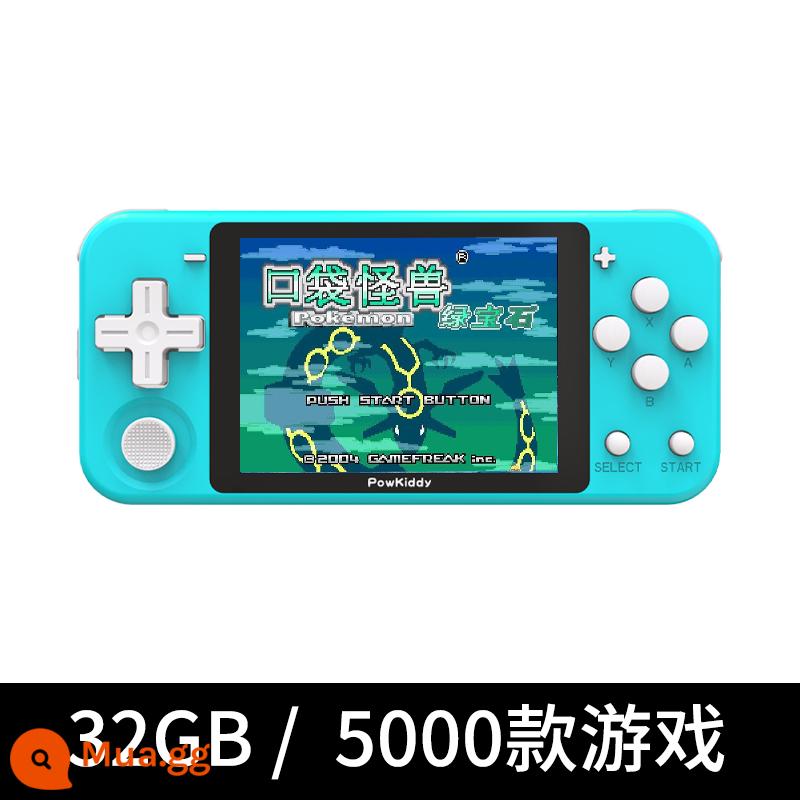 Powkiddy Q90 Mini cầm tay máy chơi game cầm tay Retro Arcade Boxing 64 -ba Pocket Pokemon Pokemon PS1 Single -play trẻ em Nguồn mở điện tử điện tử. - Thanh Niên Xanh 32G (5000 trận)