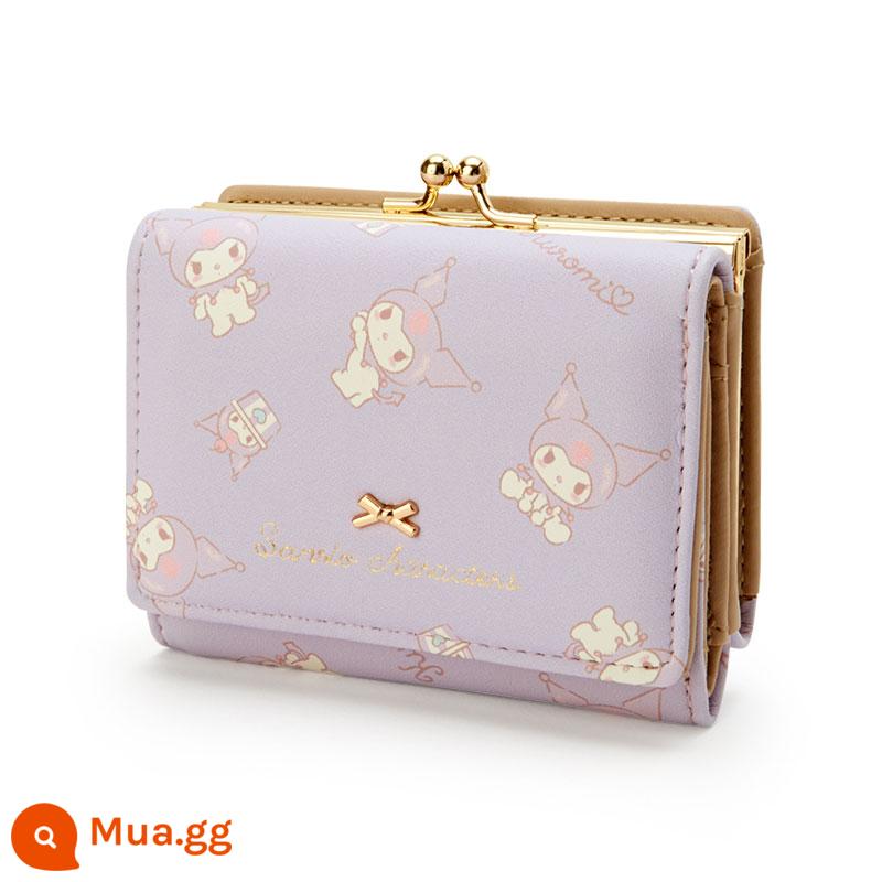 Thư viện sinh viên hoạt hình Michete Pudding Thirt -Found Wallet Kim tự tháp ngắn Multi -Card Bad Duel Folding Thu thập - Kuromi tím