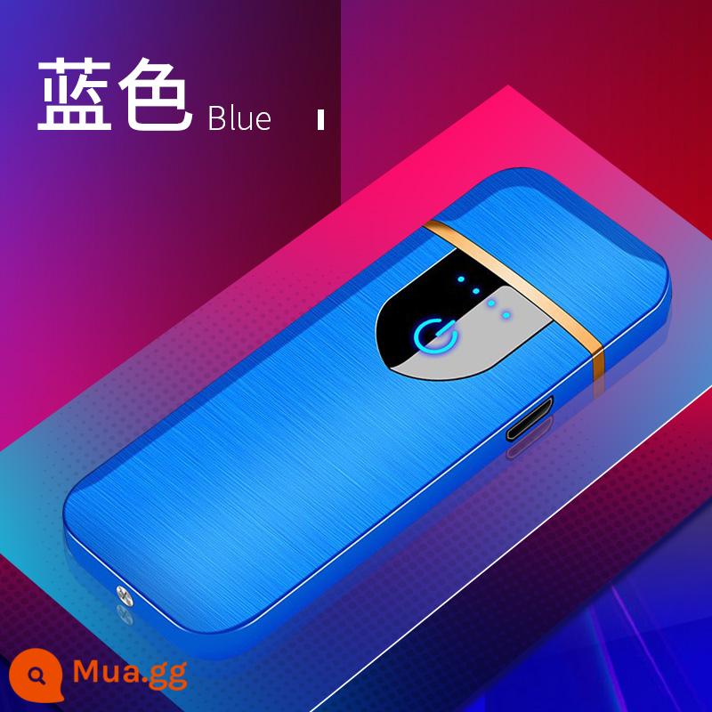 Lưới màu đỏ mở nắp ngay bật lửa sạc chống gió cá tính sáng tạo tùy chỉnh chữ usb bật lửa gửi bạn trai triều - màu xanh da trời