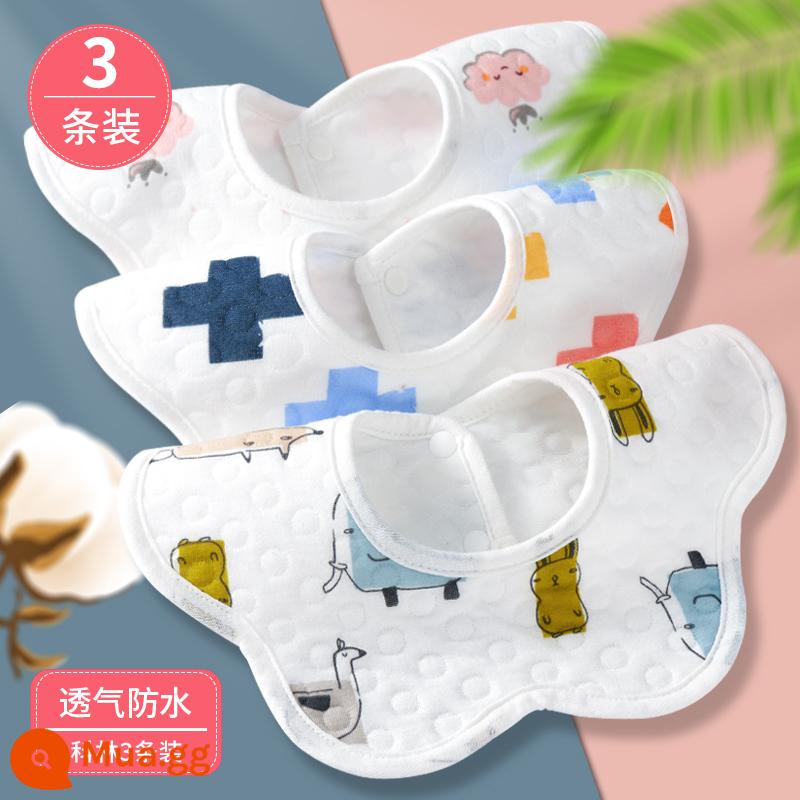 Yếm sơ sinh cotton nguyên chất khăn nước bọt khăn thấm sữa yếm có dây đeo cổ loại nam và nữ bé dày mô hình mùa thu và mùa đông - 3 gói—[Không thấm nước và thoáng khí] Colin Series❤