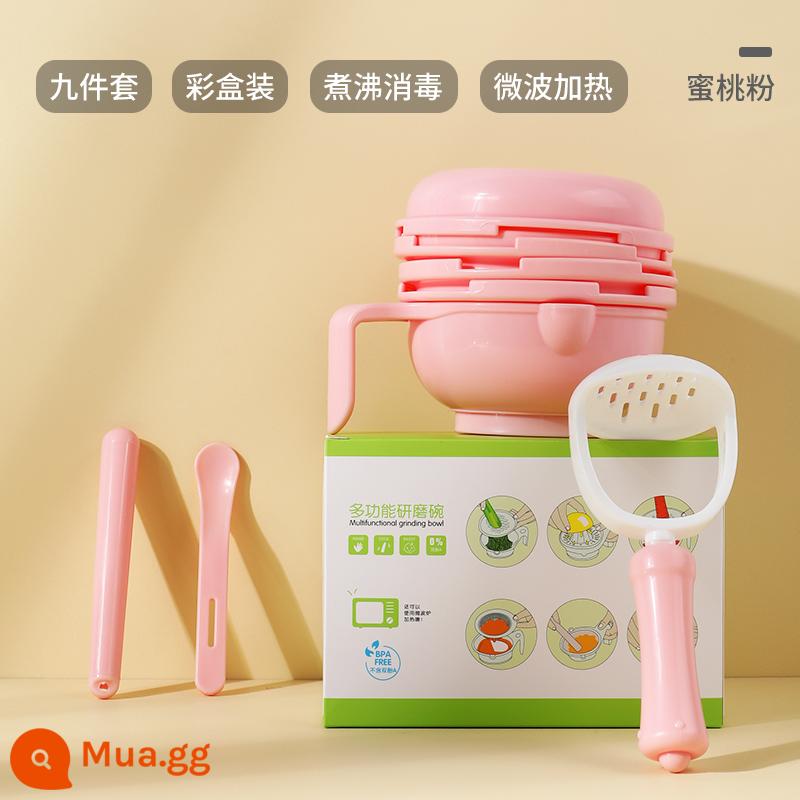 Zhuo Qin Baby Bổ sung Thực phẩm Nghiền Bowl Bowling Trà trẻ em Nghiền trẻ em Nước ép trái cây Dish - bột đào