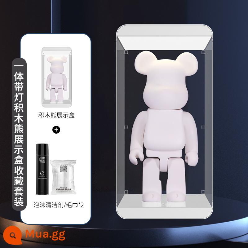 LYB khối xây gấu bearbrick1000% Van Gogh bạo lực gấu hộp trưng bày tích hợp mù hộp acrylic che bụi - Tích hợp hộp trưng bày đèn trần màu trắng + bộ bình xịt làm sạch