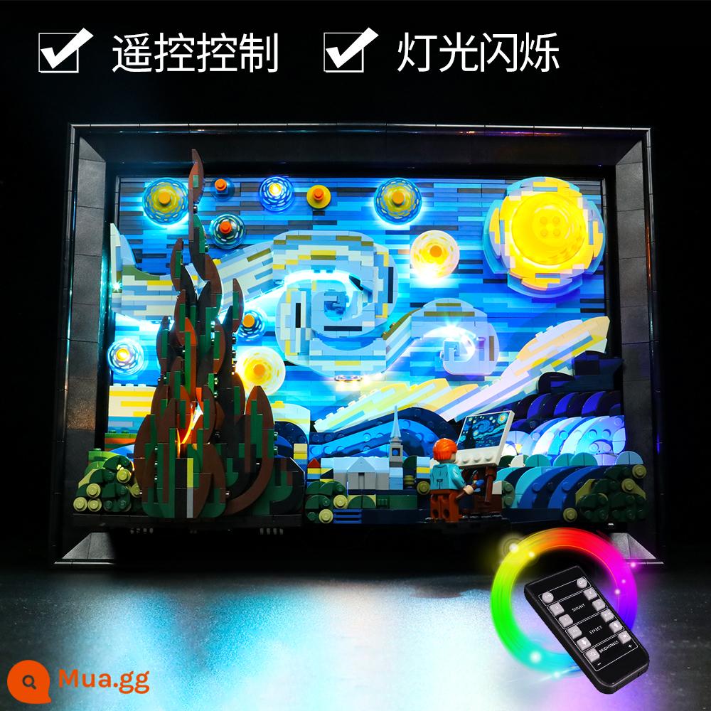 LYB Le 100 phù hợp với Lego 21333 Van Gogh Star Moon Night Building Blocks Toy Model HD Hộp trưng bày chống bụi - Bộ đèn điều khiển từ xa