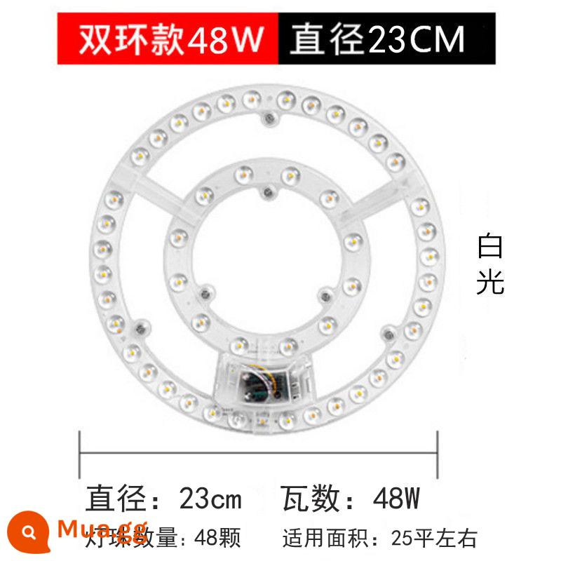 Đèn LED âm trần bấc đèn bảng vòng chuyển đổi đèn LED với dải đèn tấm đèn đèn ống vá mô-đun ống kính vòng - Vòng ánh sáng trắng 48W (không nhấp nháy)