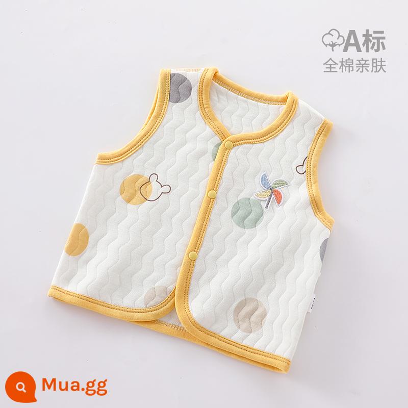 Áo vest cho bé mặc ngoài vào mùa thu đông Kẹp tóc đuôi ngựa cho bé sơ sinh cho mùa xuân thu Áo vest mỏng loại A cho bé mặc bên trong ấm áp. - gấu bong bóng màu vàng