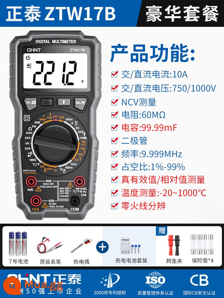 Zhengtai Wanli Meter Digital High -Precision Multi Chức năng hoàn toàn tự động hiển thị Thợ điện bảo trì thông minh Bảng 890D/C - [Tụ điện 99.900 μF + dây điện không có điện] 17B sang trọng [tiêu chuẩn + bộ sạc]