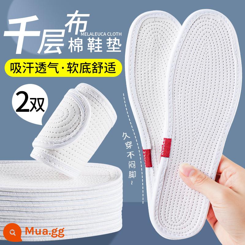 Đế vải tràm nữ cotton nguyên chất đáy mềm thoải mái thấm hút mồ hôi thoáng khí nam mồ hôi chân khử mùi thủ công vải cotton thấm mồ hôi mùa hè - [2 Đôi] Tràm Trùm - Thấm hút mồ hôi cực tốt và thoáng khí - Trắng