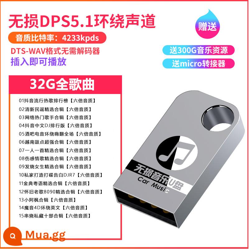 Xe Ô Tô Ổ Đĩa Flash USB 2023 Douyin Internet Người Nổi Tiếng Nổi Tiếng Nhạc Pop Buồn Những Bài Hát Tình Yêu Không Bị Biến Dạng Chất Lượng Cao Xe MP3 đèn LED Cổng USB - 32G[Douyin+Classic+DJ] 1800 bài hát đầy đủ