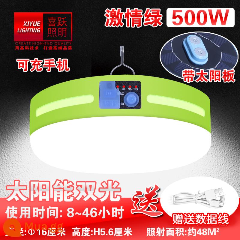 Bóng đèn LED năng lượng mặt trời có thể sạc lại khi mất điện chiếu sáng khẩn cấp chiếu sáng có thể tháo rời siêu sáng chợ đêm ngoài trời đèn gian hàng đường phố - Cáp dữ liệu ánh sáng kép năng lượng mặt trời có độ sáng 500W màu xanh đam mê