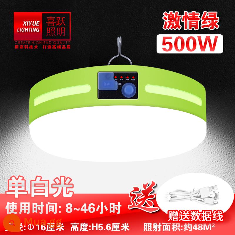 Bóng đèn LED năng lượng mặt trời có thể sạc lại khi mất điện chiếu sáng khẩn cấp chiếu sáng có thể tháo rời siêu sáng chợ đêm ngoài trời đèn gian hàng đường phố - Ánh sáng trắng đơn 500W màu xanh đam mê kèm cáp dữ liệu