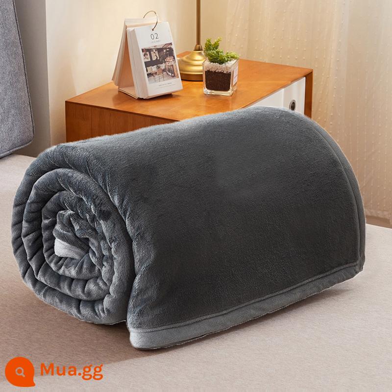 Chăn Nhung Sữa Điều Hòa Không Khí Chăn Ga Chăn Nhung Mùa Đông Dép Nỉ Sofa Chăn Ngủ Văn Phòng Bao Chăn - Màu xám đen