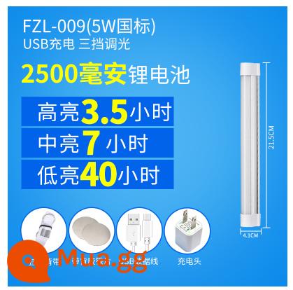 led cắm trại có thể sạc lại đèn lều ngoài trời đèn chiếu sáng khẩn cấp nhà cúp điện chiếu sáng hậu cần làm việc nam châm đèn hấp phụ - 009//2500 mAh//21 cm + đầu sạc