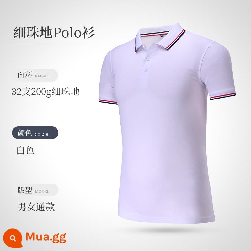 Áo polo đảo ngược quần áo làm việc tùy chỉnh logo nhân vật thêu cotton t -shirts áo sơ mi quảng cáo văn hóa bản đồ tay áo ngắn - Cổ áo màu trắng