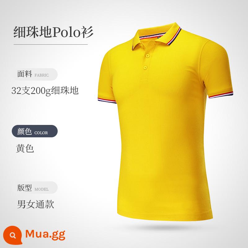 Áo polo đảo ngược quần áo làm việc tùy chỉnh logo nhân vật thêu cotton t -shirts áo sơ mi quảng cáo văn hóa bản đồ tay áo ngắn - Cổ áo màu vàng