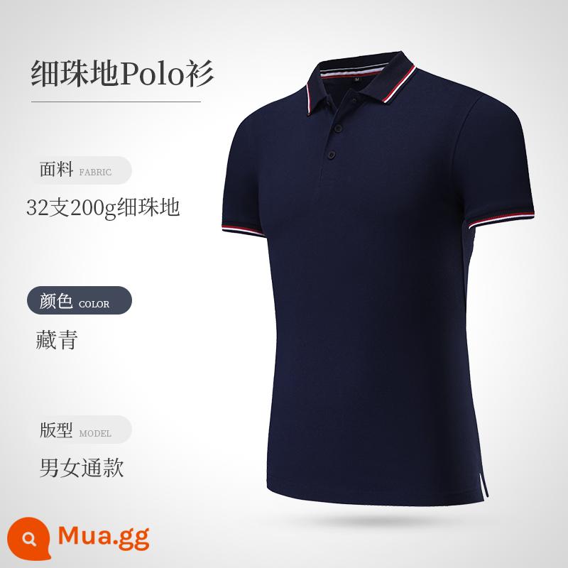 Áo polo đảo ngược quần áo làm việc tùy chỉnh logo nhân vật thêu cotton t -shirts áo sơ mi quảng cáo văn hóa bản đồ tay áo ngắn - Cổ áo nhiều màu-xanh hải quân