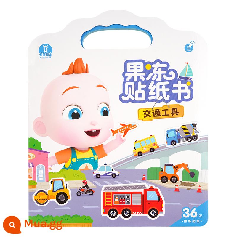 Baby Bus Super Baby Jiujiu JoJo Dot Reading Jelly Sticker Sách Hoạt Hình Cho Bé Dán Đồ Chơi Nhiều Lần - Sách dán thạch—Giao thông vận tải