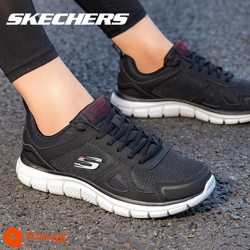 Skechers SKECHERS nam sneakers giày trắng chính thức soái hạm Store xác thực lưới trắng giày chạy bộ nam - đen/đỏ52631