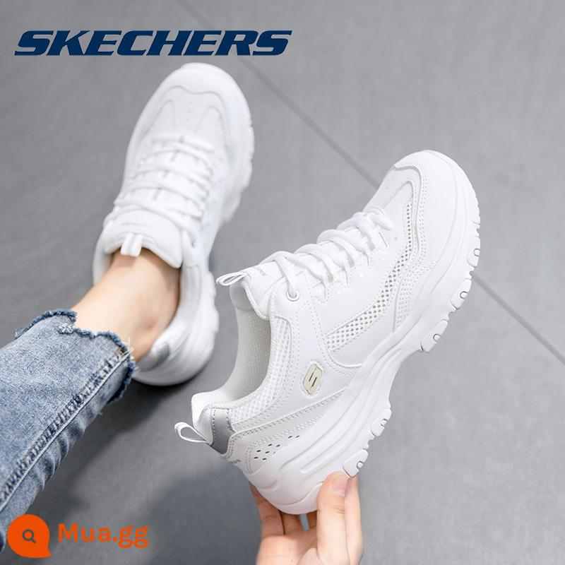 Skechers SKECHERS giày nữ gấu trúc giày trắng chính thức soái hạm Store mùa đông đích thực bố giày giày thể thao nữ - [Lưới cùng kiểu] Trắng 8730065