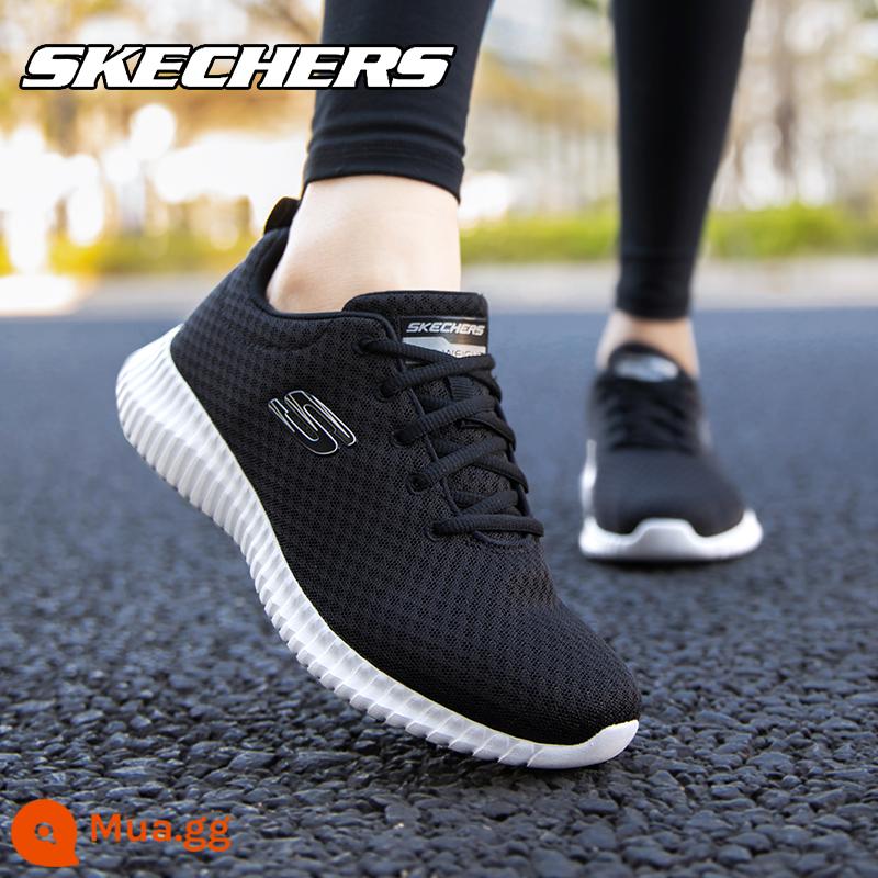 Skechers SKECHERS giày nữ giày thể thao chính thức flagship store trang web chính thức mùa đông chính hãng lưới thoáng khí giày chạy bộ nữ - [Nhỏ hơn một cỡ] Đen/Trắng 8730031