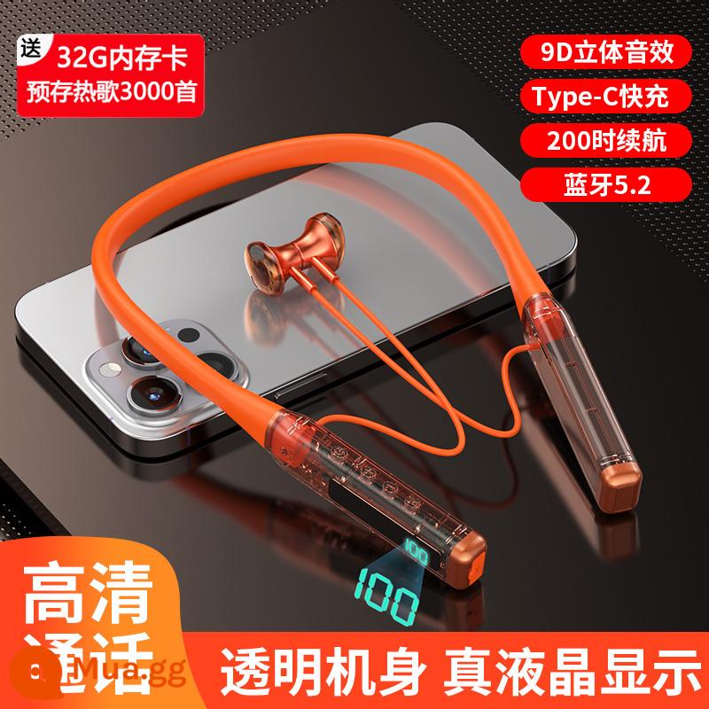 Tai nghe bluetooth không dây đời mới pin siêu khủng nghe hót cổ treo cổ có thẻ nhớ cắm Huawei Apple phổ thông - Xinyan Orange-Half In-Ear [Thẻ nhớ 32G miễn phí☆Thời lượng pin siêu dài☆Cuộc gọi thoại HD]