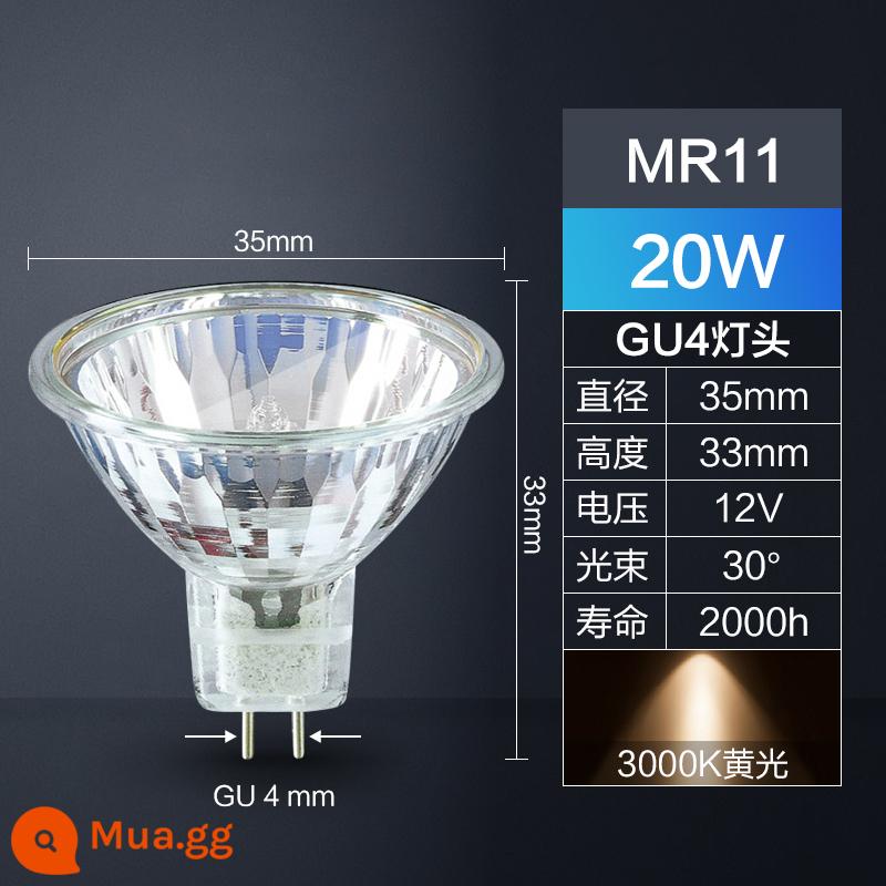 Philips MR16 cốc lớn đèn halogen cốc bóng đèn thạch anh đèn vàng 12V/20W/35W50W halogen tungsten đèn - Halogen丨1 mảnh [MR11] 20W丨Ánh sáng vàng丨Đường kính 35MM