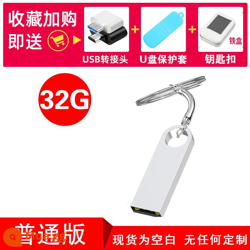 Khắc miễn phí quà tặng tùy chỉnh ổ đĩa flash 128g tùy chỉnh 64G điện thoại di động máy tính kép 32g công ty in logo ổ đĩa flash USB - Bao bì hộp sắt + bạc 32G (có kèm adapter Type-c và Micro + nắp che bụi)