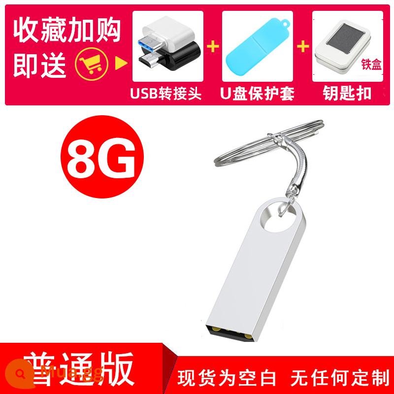 Khắc miễn phí quà tặng tùy chỉnh ổ đĩa flash 128g tùy chỉnh 64G điện thoại di động máy tính kép 32g công ty in logo ổ đĩa flash USB - Bao bì hộp sắt + bạc 8G (tặng kèm Type-c và Micro adapter + nắp che bụi)