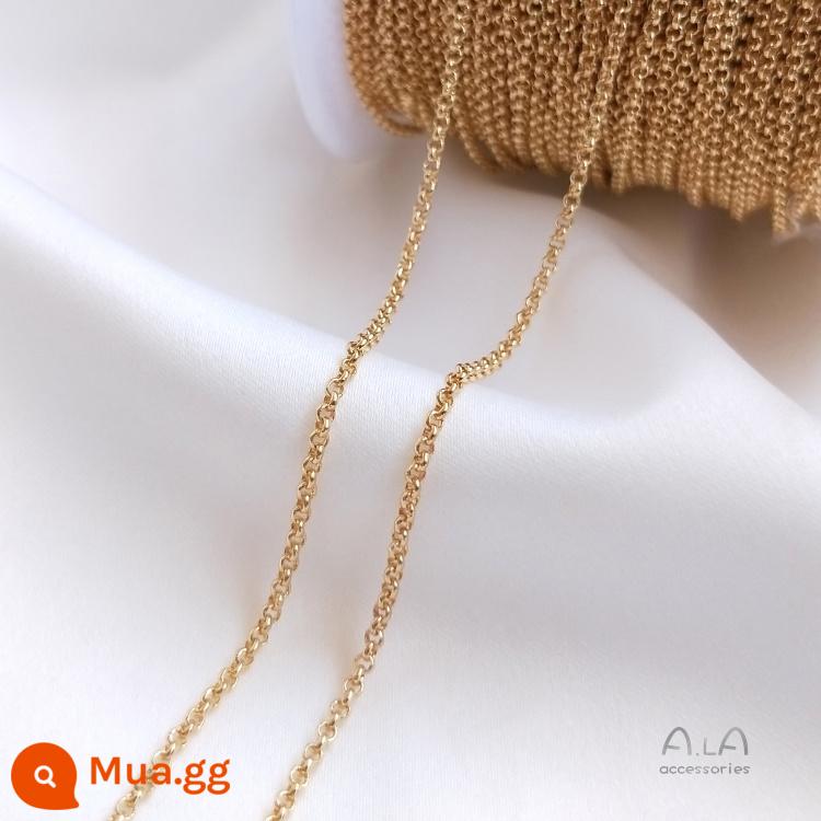 Giữ màu mạ vàng 14K dây chuyền mạ vàng thật dây chuyền mỏng tua hình chữ O dây chuyền nối dài vòng cổ vòng tay chất liệu phụ kiện tự làm - Dây chuyền ngọc trai 1,5mm 1 mét có thể trang bị vòng mở dày 0,5