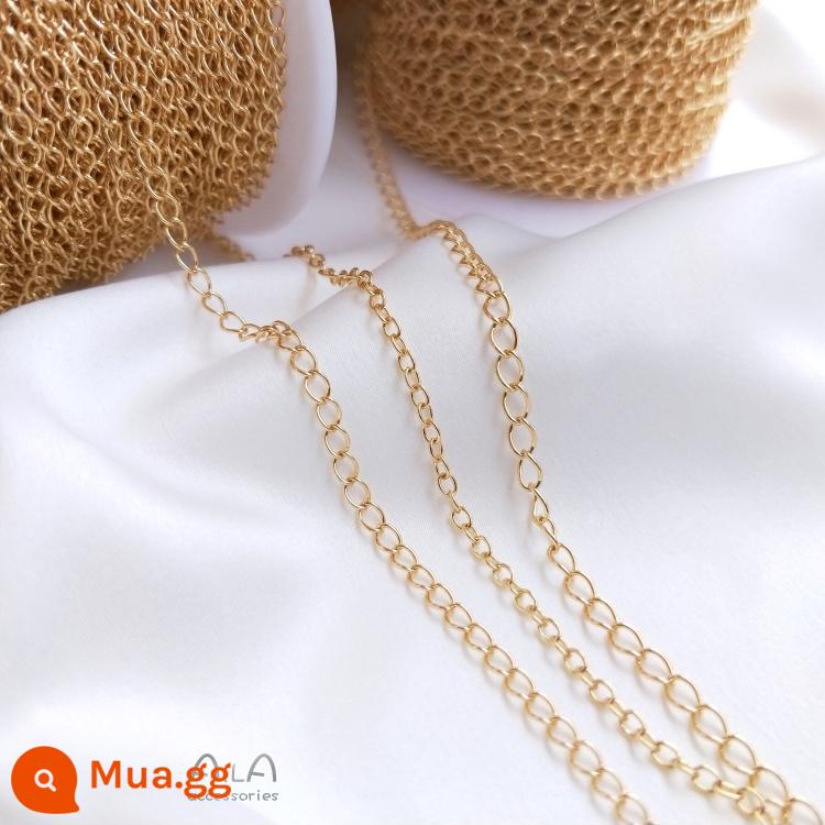 Giữ màu mạ vàng 14K dây chuyền mạ vàng thật dây chuyền mỏng tua hình chữ O dây chuyền nối dài vòng cổ vòng tay chất liệu phụ kiện tự làm - Dây xích đuôi ngựa 2.0mm 1 mét