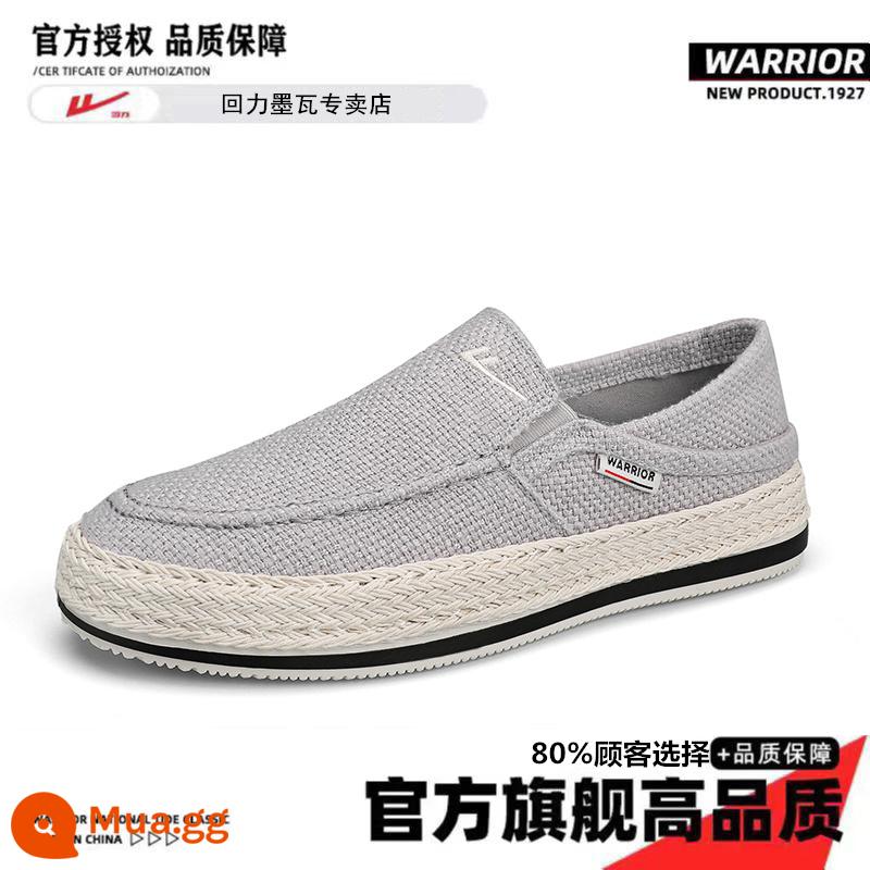 Kéo lại giày vải nam mùa hè thoáng khí cũ Bắc Kinh giày vải nam lười slip-on vải lanh giày thể thao hợp thời trang - Màu xám [mẫu chất lượng cao]