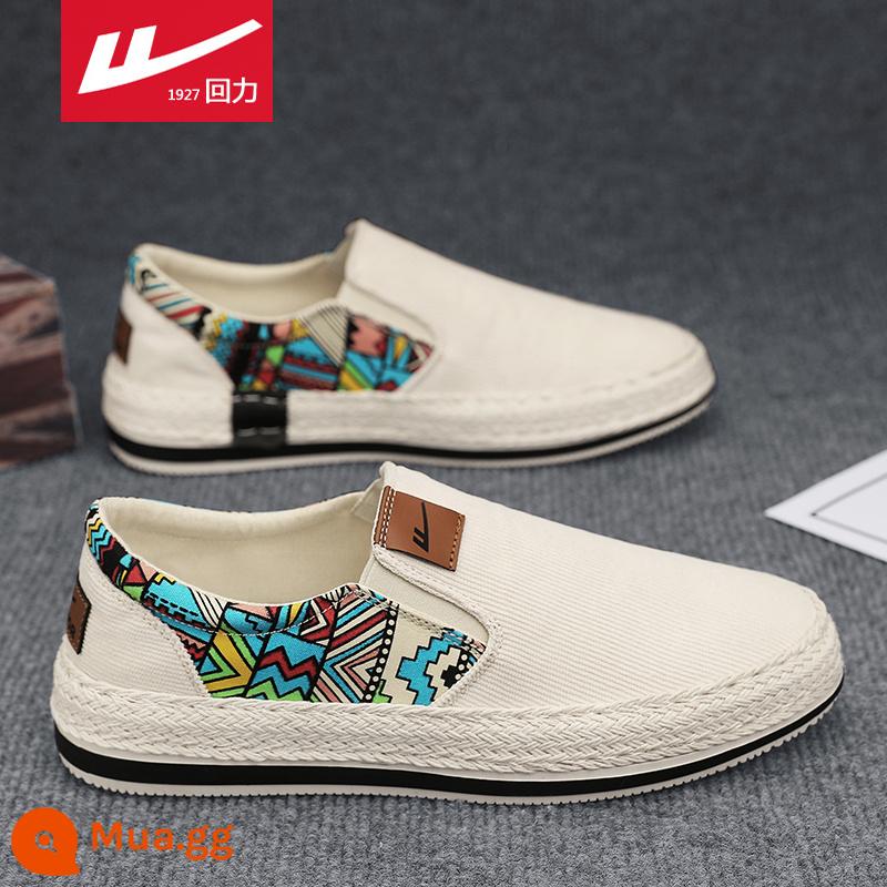 Kéo lại giày vải nam mùa hè thoáng khí cũ Bắc Kinh giày vải nam lười slip-on vải lanh giày thể thao hợp thời trang - Mi Cai [1737C đáy mới]