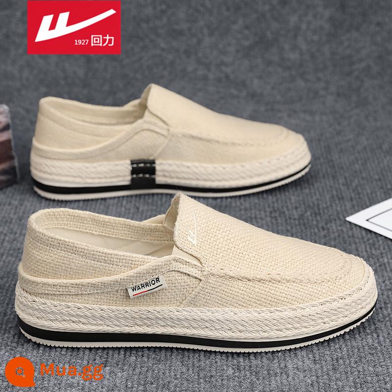 Kéo lại giày vải nam mùa hè thoáng khí cũ Bắc Kinh giày vải nam lười slip-on vải lanh giày thể thao hợp thời trang - be